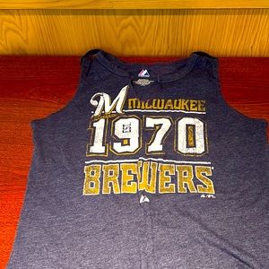 Majestic Fan Fashion Cool Base Milwaukee Brewers High Fade Neck Performance Tank